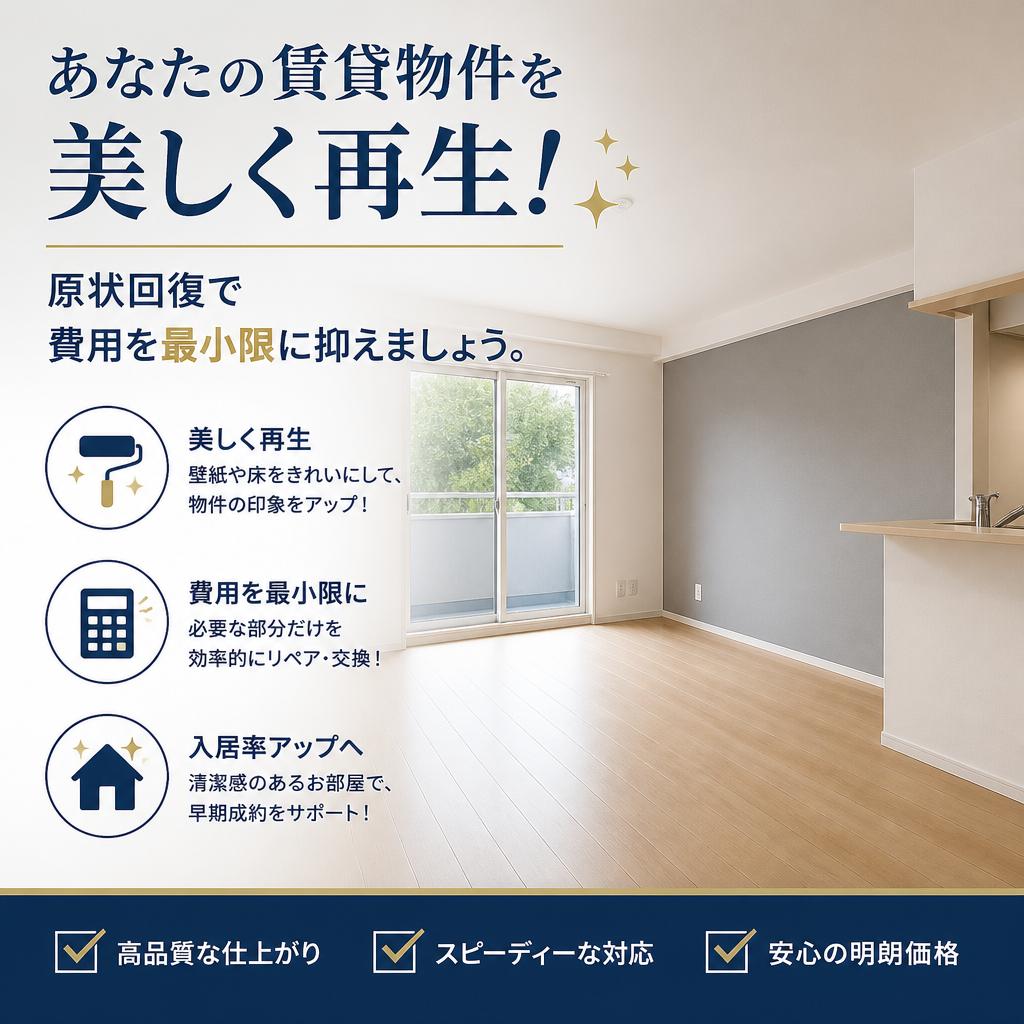 あなたの賃貸物件を美しく再生！原状回復で費用を最小限に抑えましょう。