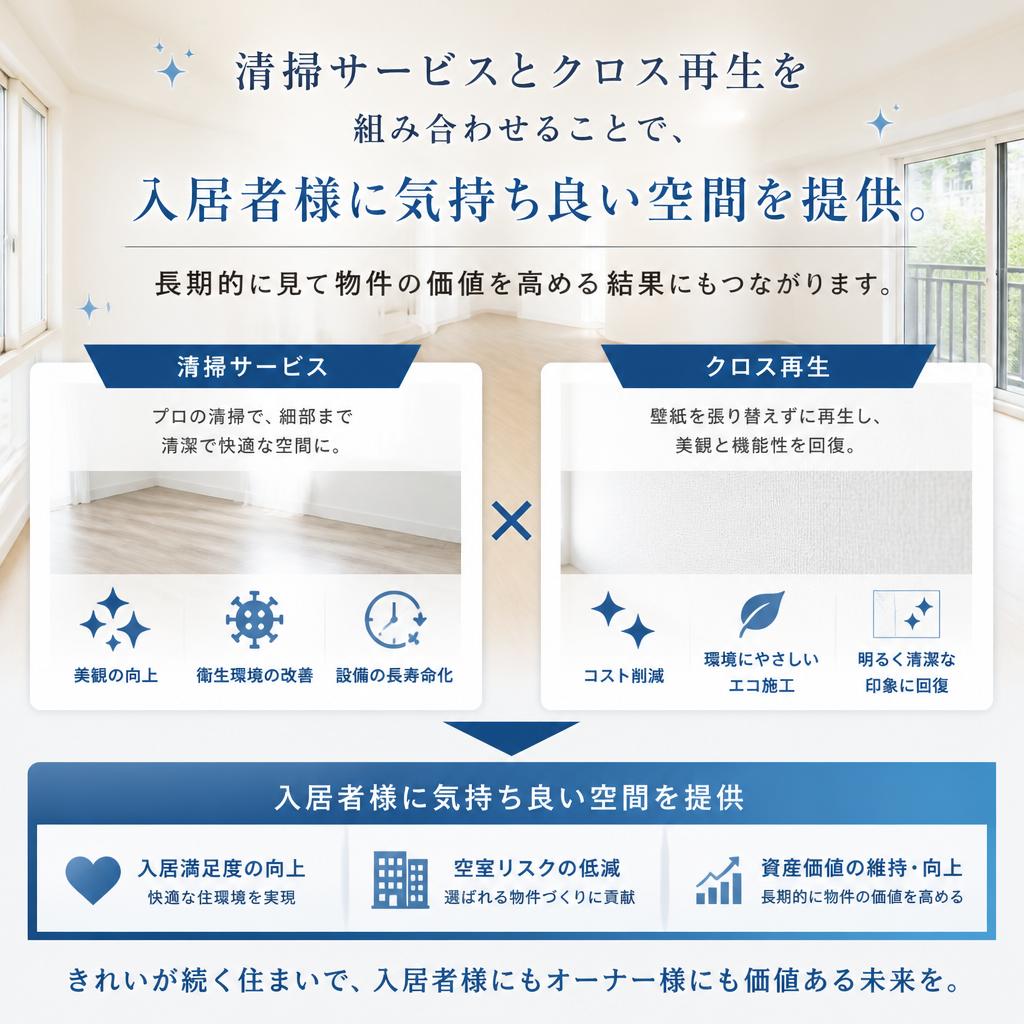 清掃とクロス再生で賃貸物件の価値を向上！
