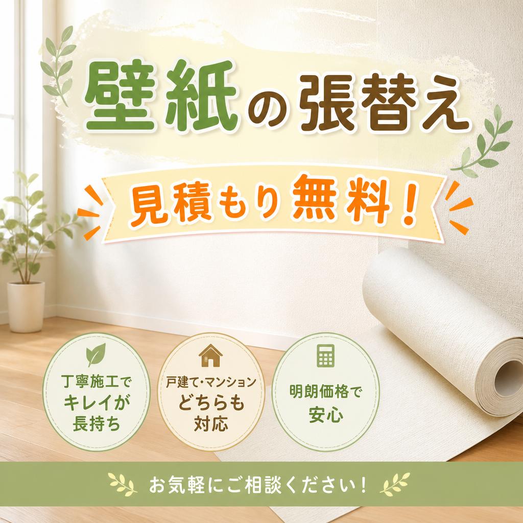 壁紙の張替え、見積もり無料！